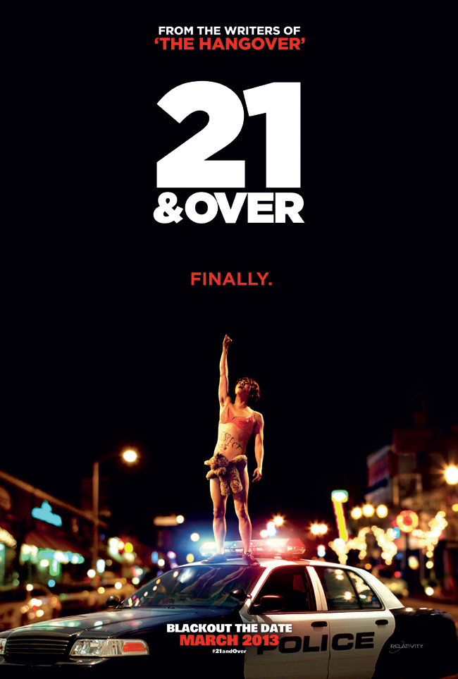 The movie poster for 21 and Over from the writers of The Hangover