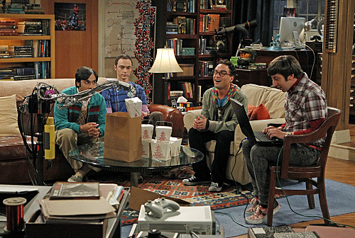 CBS’s The Big Bang Theory stars Kunal Nayyar as Raj, Jim Parsons as Sheldon, Johnny Galecki as Leonard and Simon Helberg as Howard.