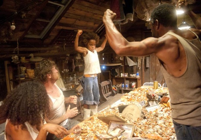 Quvenzhané Wallis and Dwight Henry on the set of Benh Zeitlin’s Beasts of the Southern Wild.