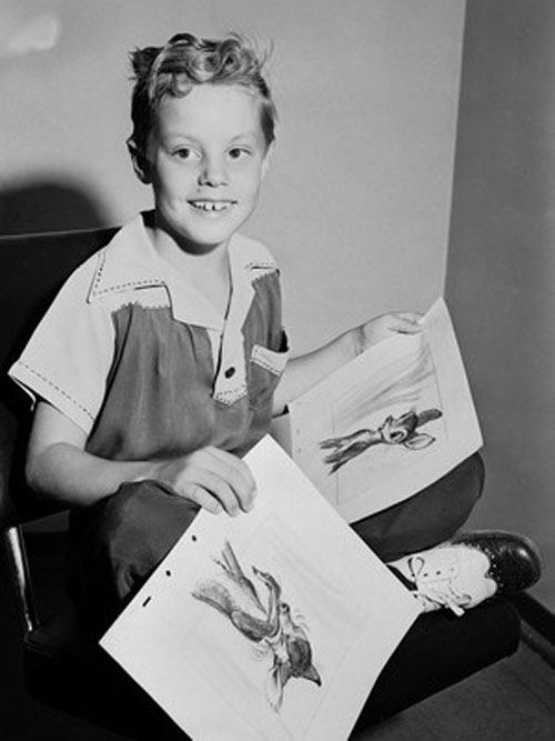 Donnie Donagan, Voice of Young Bambi, at the Walt Disney Studios in 1940