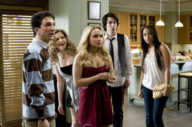 The Gang’s All Here: Left to Right – Paul Rust, Lauren Storm, Hayden Panettiere, Jack Carpenter and Lauren Landon in ‘I Love You, Beth Cooper’