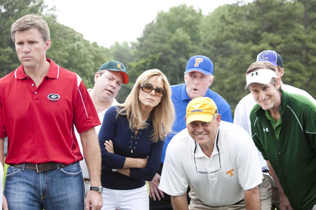 Recruiters: Sandra Bullock (center, in sunglasses) as Leigh Anne Touhy and Some College Coaches in ‘The Blind Side’