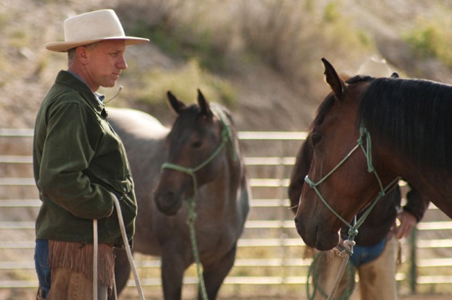 Buck Brannaman communicates with horses in Cindy Meehl’s documentary, Buck.