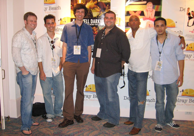 Carl Sondrol (third from left) with the filmmakers of ‘Farewell Darkness’ at the Delray Beach Film Festival