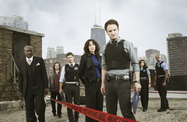 The Chicago Code Cast L-R: Delroy Lindo (Alderman Gibbons), Billy Lush (Liam), Matt Lauria (Evers), Jennifer Beals (Colvin), Jason Clarke (Wysocki), Devon Kelley (Vonda) and Todd Williams (Isaac)