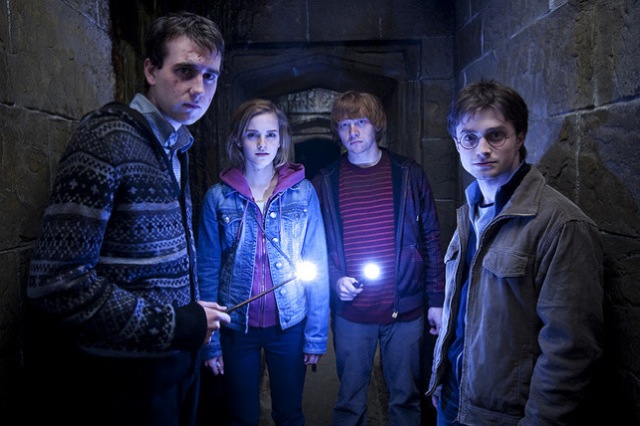 Matthew Lewis, Emma Watson, Rupert Grint and Daniel Radcliffe star in Harry Potter and the Deathly Hallows: Part 2.