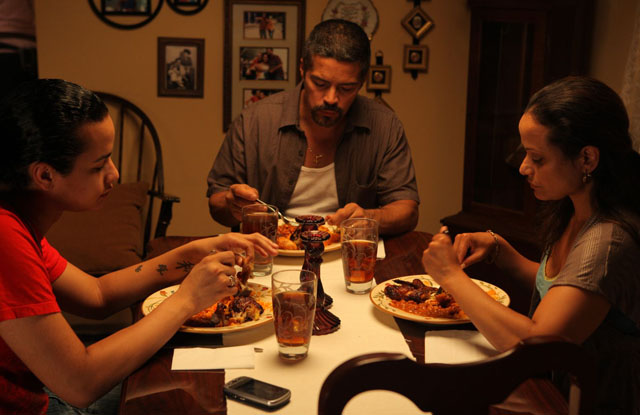 Sustenance: Harmony Spangler as Michael, Esai Morales as Enrique and Judy Reyes as Angela in ‘Gun Hill Road’