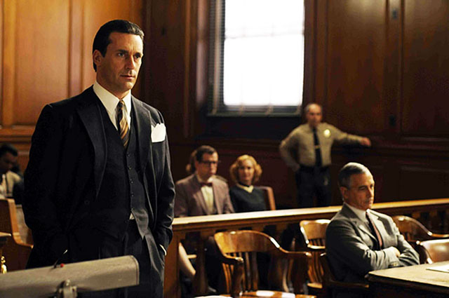 All Our Trials: Jon Hamm as attorney Jake Ehrlich (left) and David Strathaim as Ralph McIntosh in ‘Howl’