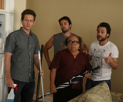 L-R: Glenn Howerton as Dennis, Rob McElhenney as Mac, Danny DeVito as Frank and Charlie Day as Charlie airing Thursday, Sep. 17 on FX. CR: Patrick McElhenney / FX .