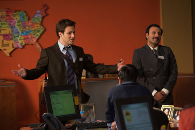 Managing: Ben Rappaport as Todd, Rizwan Manji as Rajiv in ‘Outsourced’