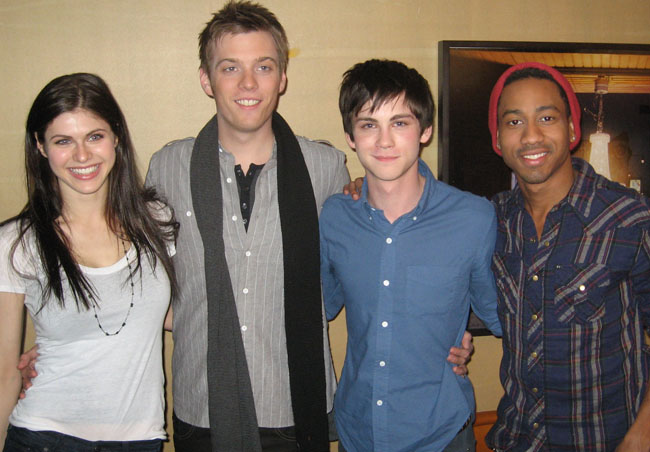 Left to Right: Alexandra Daddario, Jake Abel, Logan Lerman and Brandon T. Jackson in Chicago on January 19th, 2010.