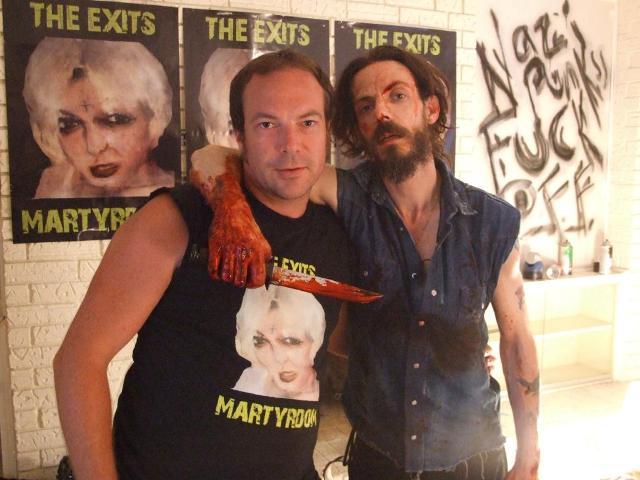 Director Simon Rumley and actor Noah Taylor have a bloody good time on the set of Red White and Blue.