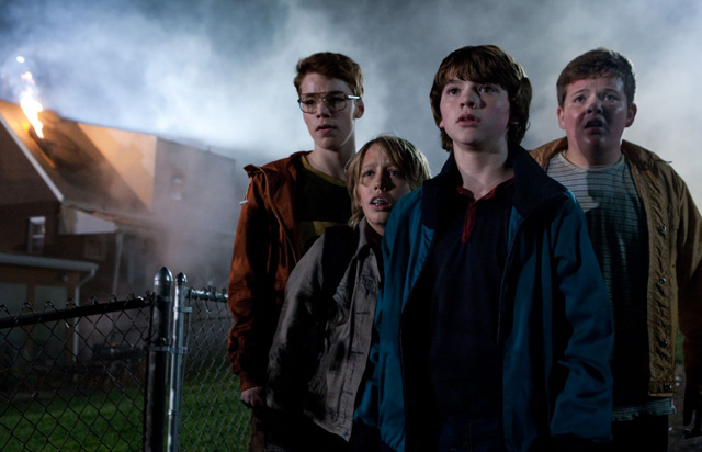 L-R: Martin (Gabriel Basso), Cary (Ryan Lee), Joe (Joel Courtney) and Charles (Riley Griffiths) in ‘Super 8’