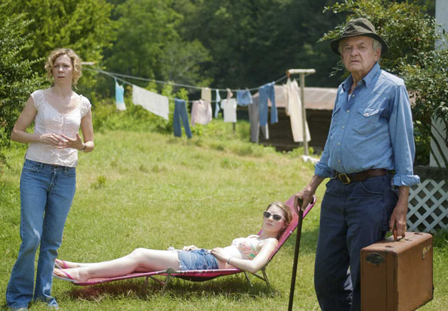 In Country: Carrie Preston as Ludie (left), Mia Wasikowska as Pamela and Hal Holbrook as Meecham in ‘That Evening Sun’