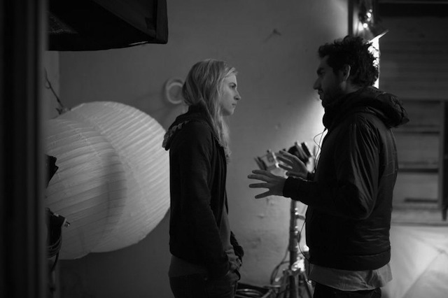 Brit Marling and Zal Batmanglij on the set of The East.