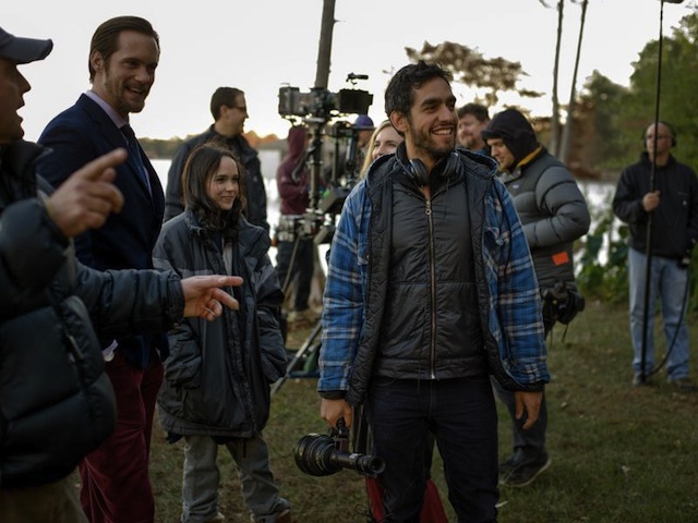 Alexander Skarsgård, Ellen Page and Zal Batmanglij on the set of The East.