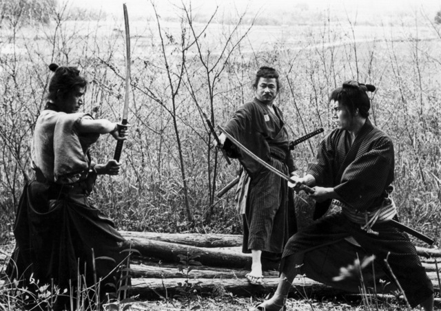 Tetsurô Tamba, Isamu Nagato and Mikijiro Hira star in Hideo Gosha’s Three Outlaw Samurai.