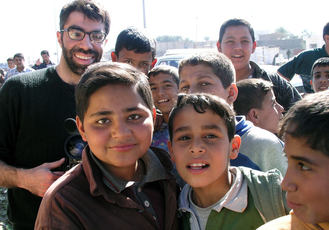 Director Usama Alshaibi (upper left) among his countrymen in Baghdad, in ‘Nice Bombs.’