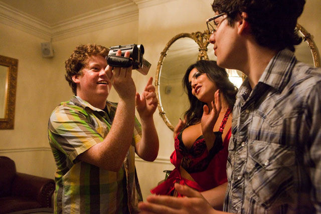 Very Candid Camera: Zack Pearlman, Sunny Leone and Matt Bennett in ‘The Virginity Hit’