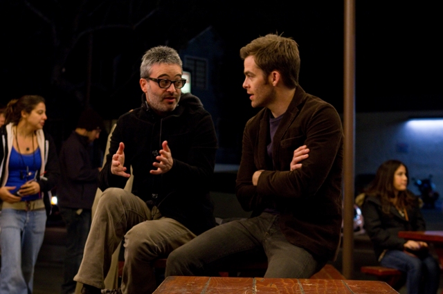 Alex Kurtzman and Chris Pine on the Set of People Like Us