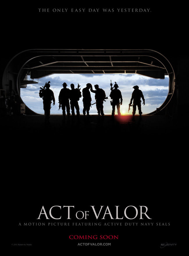 The movie poster for Act of Valor starring active-duty U.S. Navy SEALs