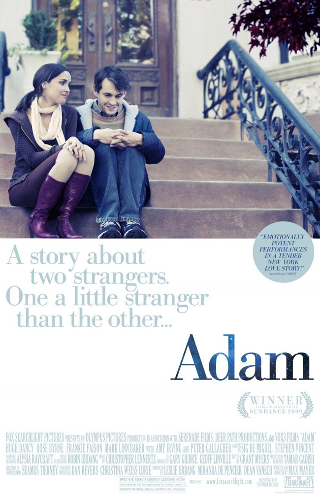 The movie poster for Adam with Hugh Dancy and Rose Byrne