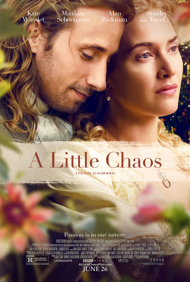The movie poster for A Little Chaos starring Kate Winslet from Alan Rickman