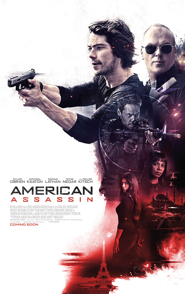 The movie poster for American Assassin starring Michael Keaton