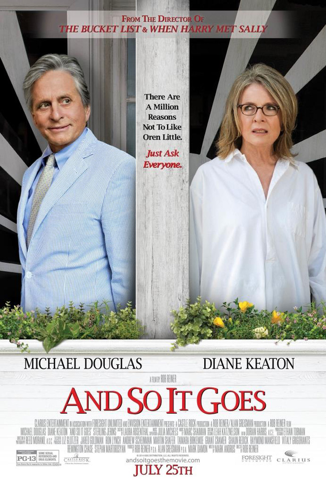 The movie poster for And So it Goes starring Michael Douglas and Diane Keaton