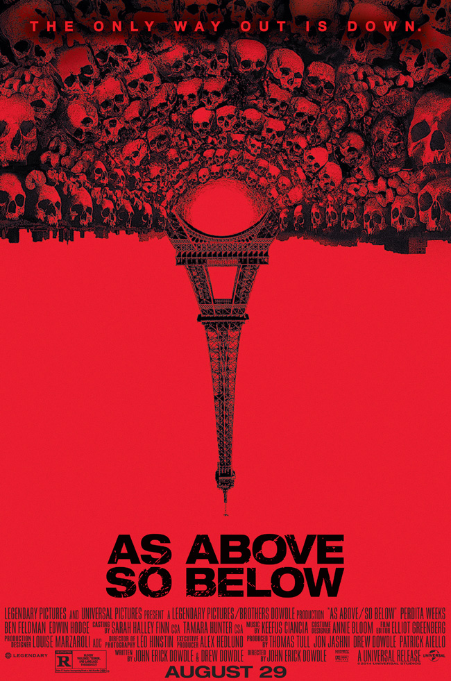 The movie poster for As Above, So Below starring Perdita Weeks and Ben Feldman