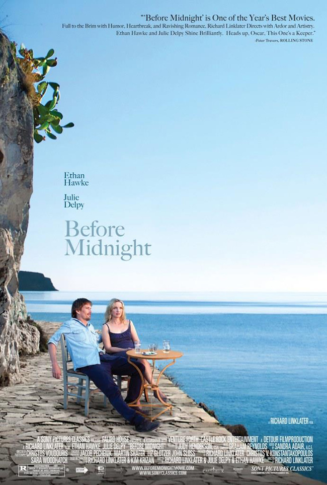 The movie poster for Before Midnight starring Ethan Hawke and Julie Delpy