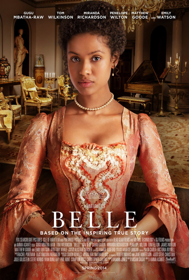 The movie poster for Belle starring Gugu Mbatha-Raw and Tom Wilkinson