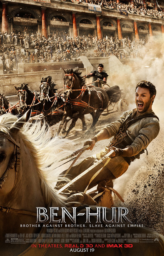 The movie poster for Ben-Hur starring Jack Huston and Morgan Freeman