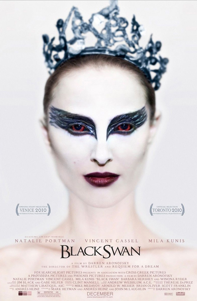 The movie poster for Black Swan with Natalie Portman and Mila Kunis