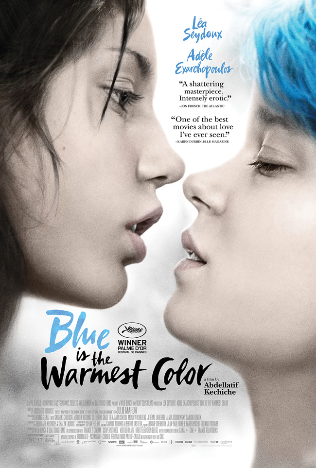 The movie poster for Blue is the Warmest Color starring Lea Seydoux and Adele Exarchopoulos