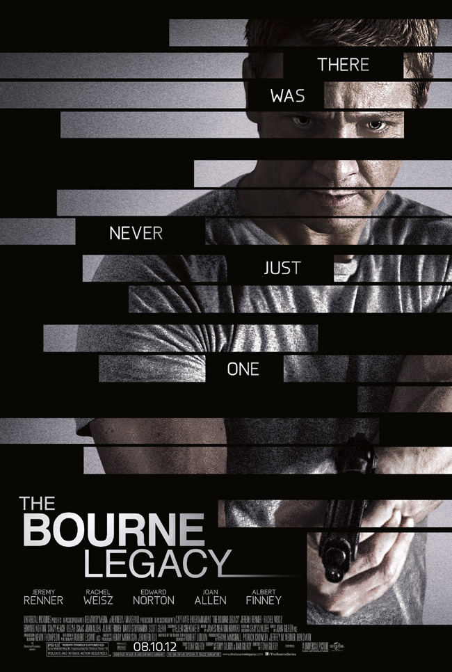 The Bourne Legacy movie poster with Jeremy Renner, Rachel Weisz and Edward Norton