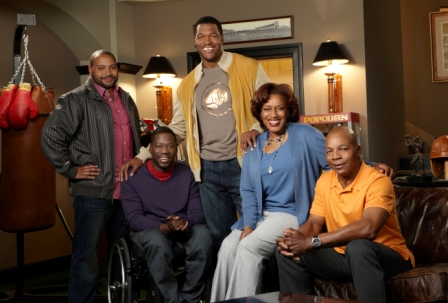 BROTHERS:  Retired NFL star Mike Trainor (Michael Strahan, C) returns to his hometown and rebuilds his relationship with his family in the new FOX comedy BROTHERS premiering this fall on FOX.  Pictured L-R:  Colton Dunn, Daryl "Chill" Mitchell, Michael Strahan, CCH Pounder and Carl Weathers.  ©2009 Fox Broadcasting Co.  Cr:  Patrick Ecclesine/FOX