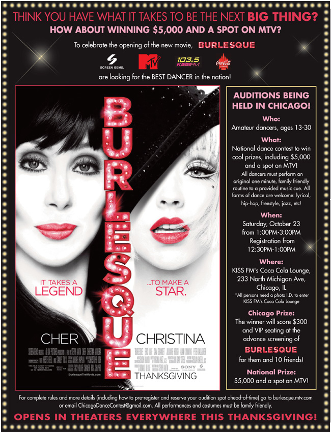 Chicago dance auditions for the new Cher film Burlesque