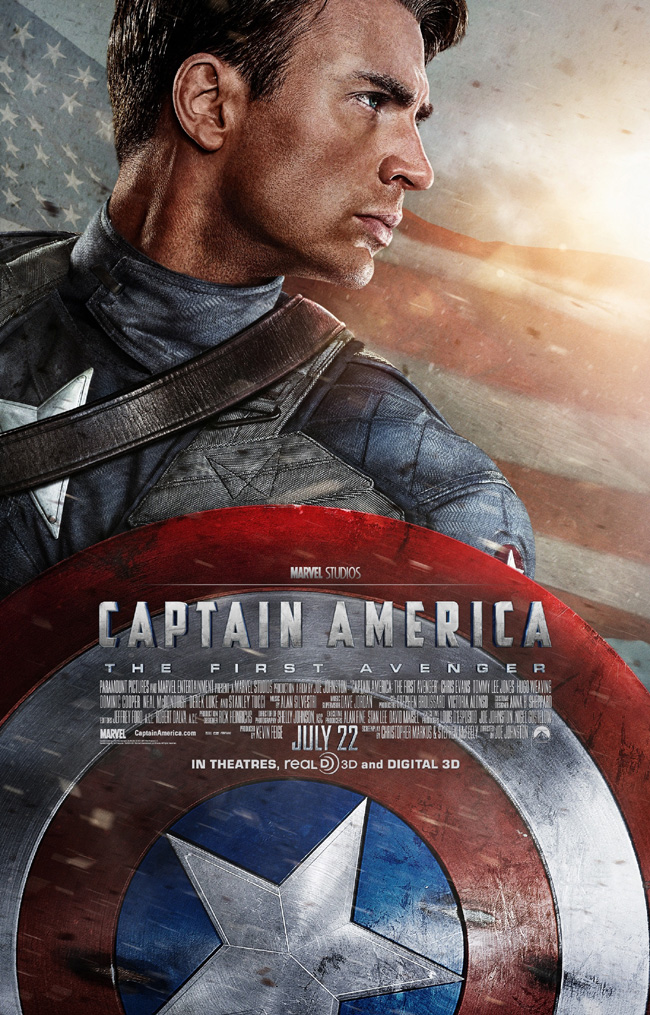 The movie poster for Captain America: The First Avenger with Chris Evans