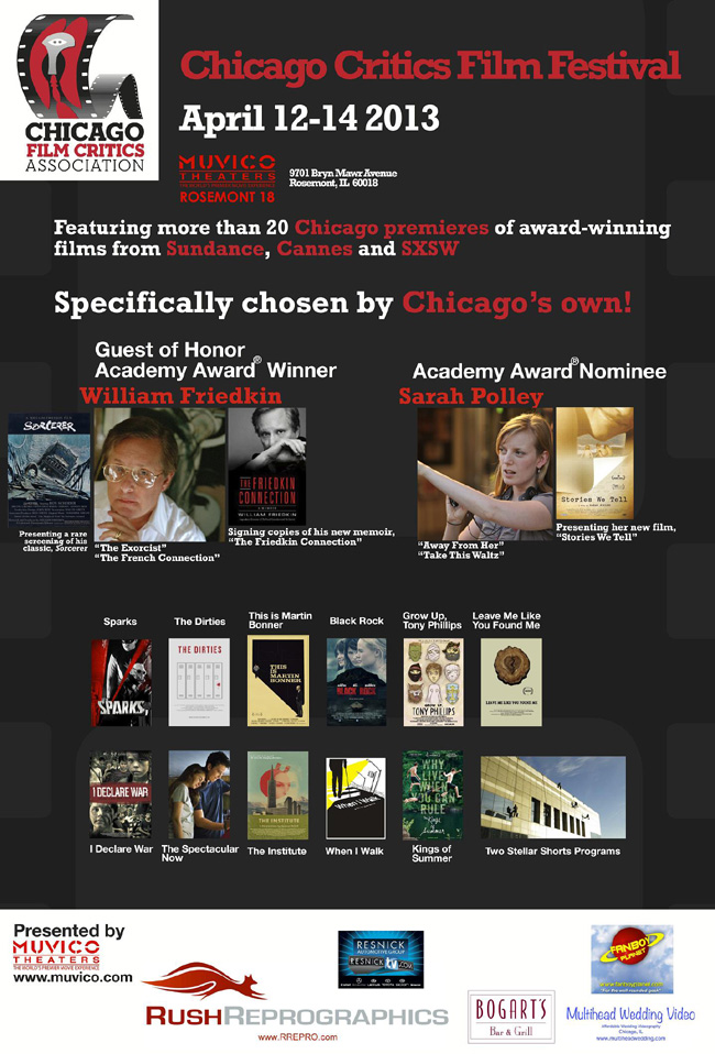 The event poster for the 2013 Chicago Critics Film Festival