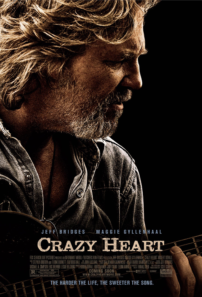 The movie poster for Crazy Heart with Jeff Bridges and Maggie Gyllenhaal