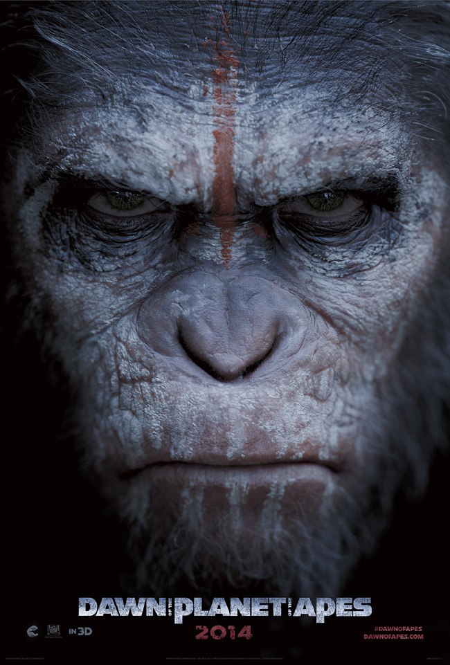 The movie poster for Dawn of the Planet of the Apes starring Gary Oldman and Keri Russell