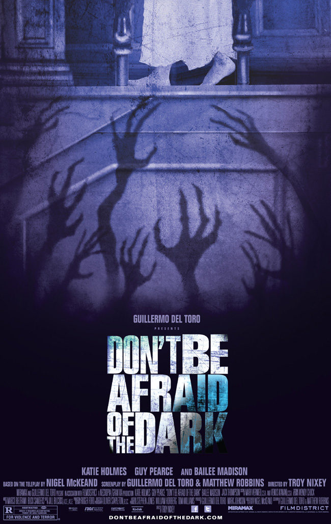 The movie poster for Don't Be Afraid of the Dark with Katie Holmes and Guy Pearce