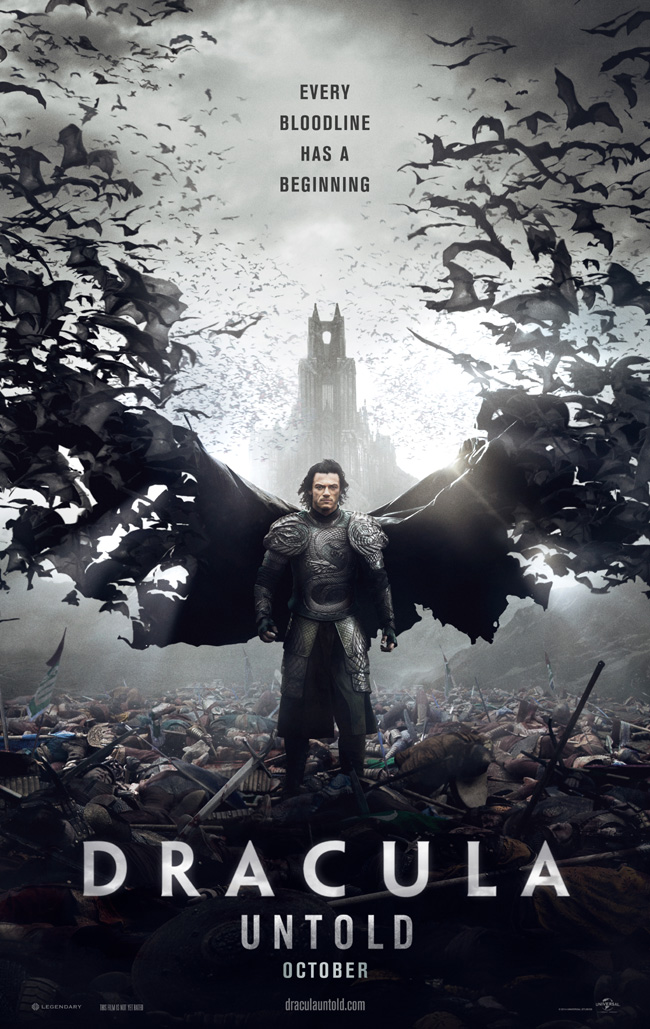 The movie poster for Dracula Untold starring Luke Evans