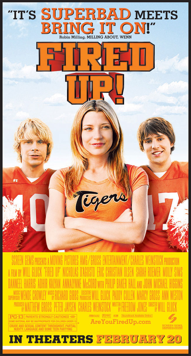 Fired Up features Nicholas D'Agosto, Eric Christian Olsen, Sarah Roemer, AnnaLynne McCord and Molly Sims