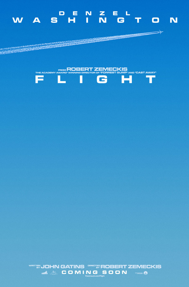 The movie poster for Flight starring Denzel Washington from director Robert Zemeckis