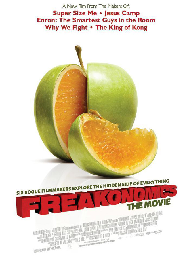 The Freakonomics movie poster from the makers of Super Size Me