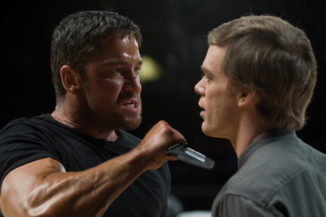 Gerard Butler invites Michael C. Hall to dine in cinematic hell in Mark Neveldine and Brian Taylor’s Gamer.