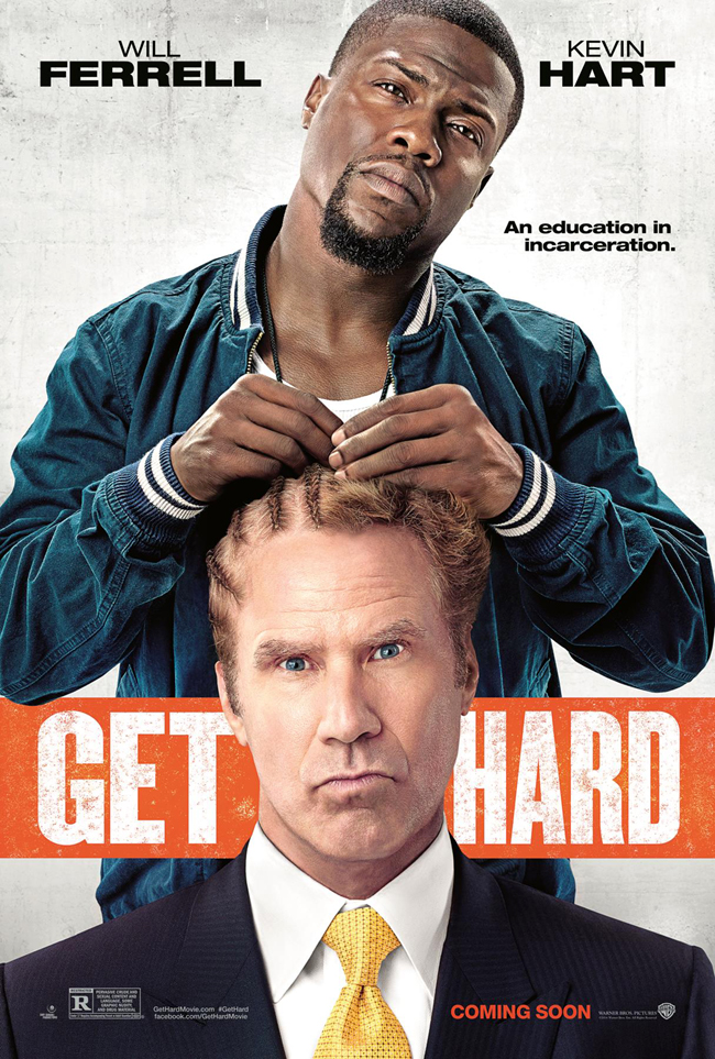 The movie poster for Get Hard starring Will Ferrell and Kevin Hart