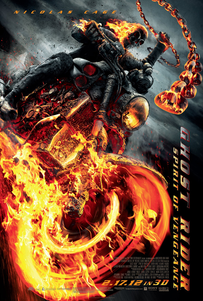 The movie poster for Ghost Rider: Spirit of Vengeance starring Nicolas Cage